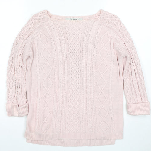 TRU Women's Pink Cotton Cable-Knit Jumper, Size S, Knit