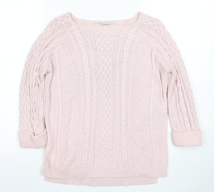 TRU Women's Pink Cotton Cable-Knit Jumper, Size S, Knit