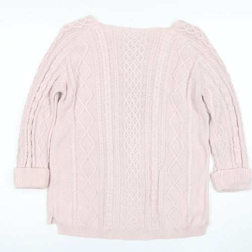 TRU Women's Pink Cotton Cable-Knit Jumper, Size S, Knit