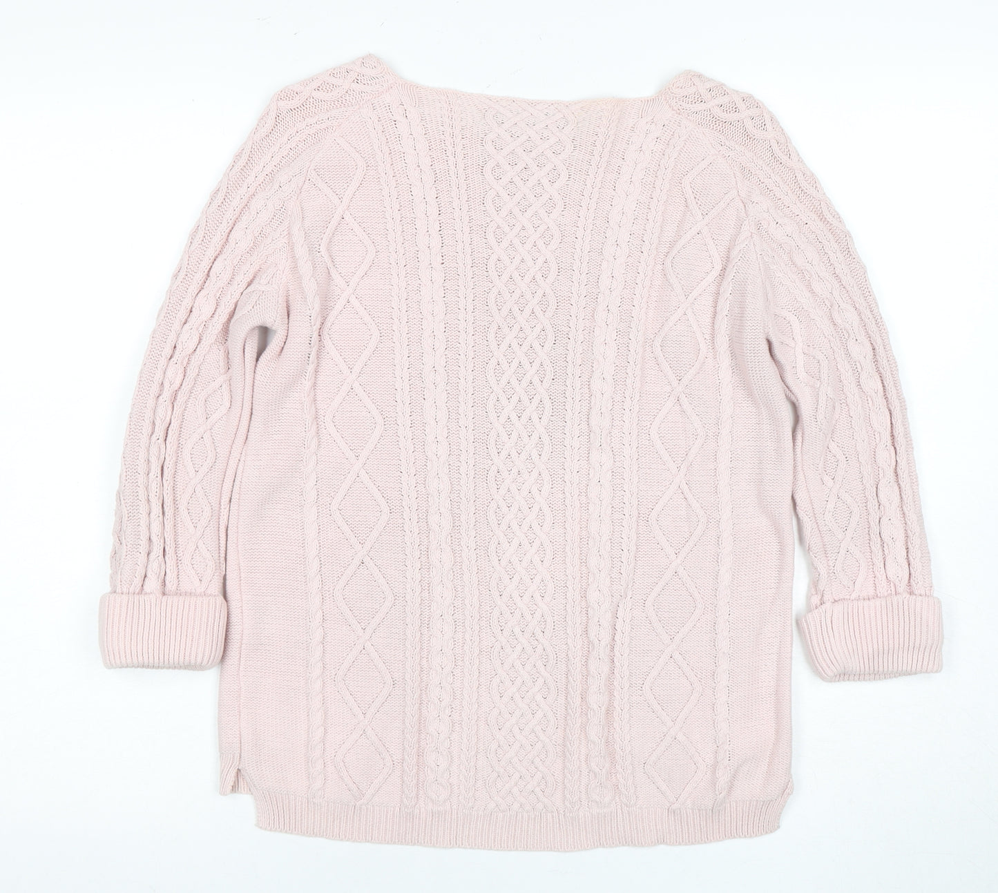 TRU Women's Pink Cotton Cable-Knit Jumper, Size S, Knit