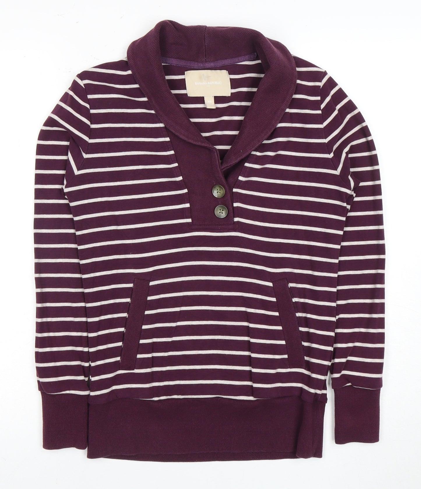 Banana Republic Henley Purple Striped Women's XS Sweatshirt