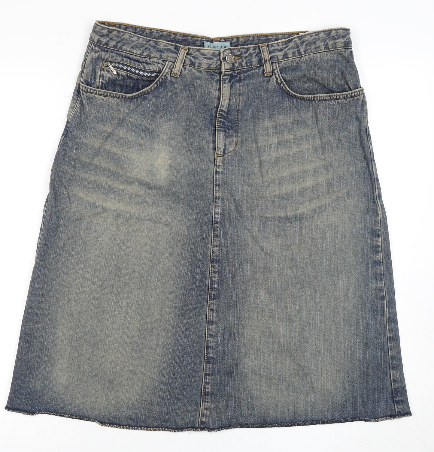 Jigsaw Women's Blue Denim Skirt, Size 14, Casual