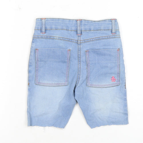 Original Penguin Girls Blue Denim Cut-Off Shorts 6-7 Y