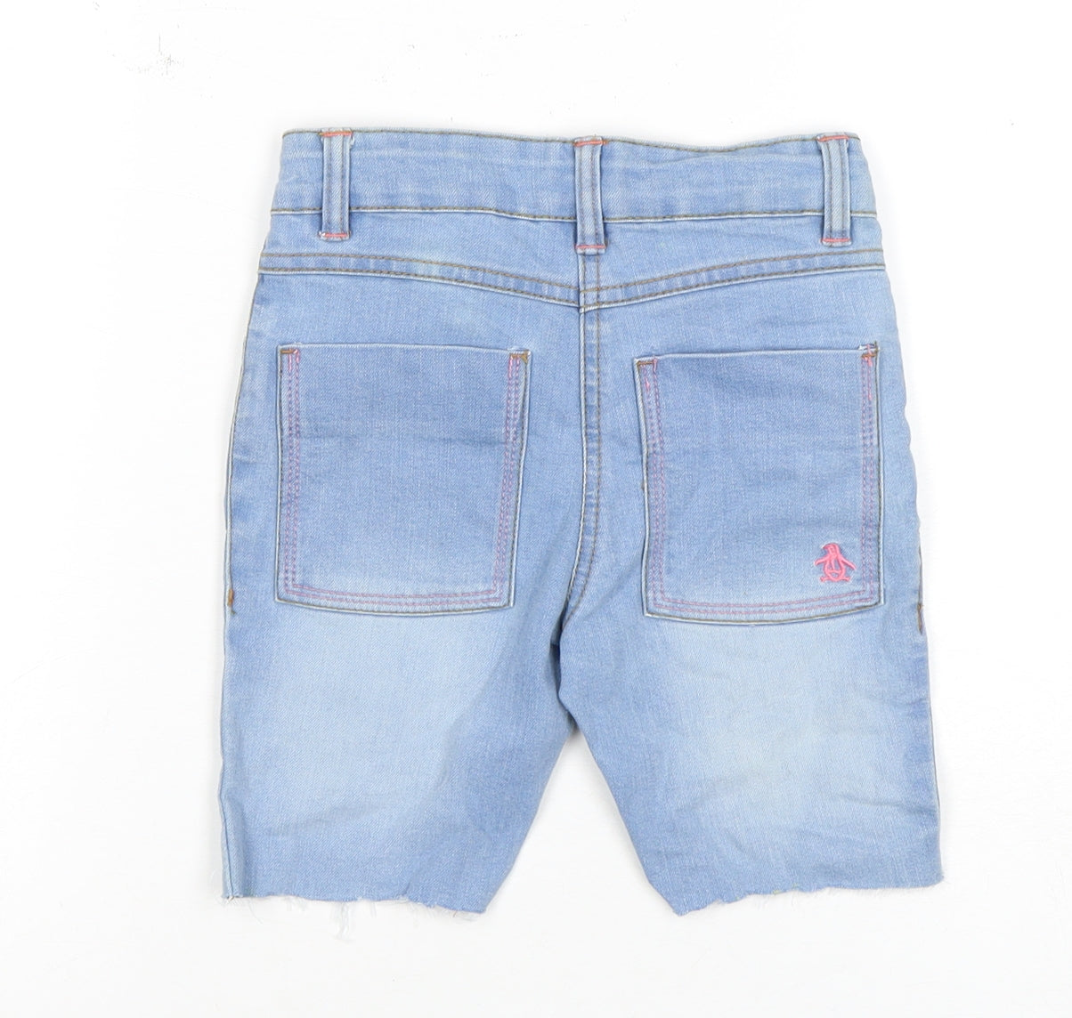 Original Penguin Girls Blue Denim Cut-Off Shorts 6-7 Y