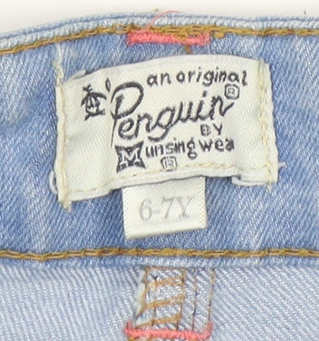 Original Penguin Girls Blue Denim Cut-Off Shorts 6-7 Y