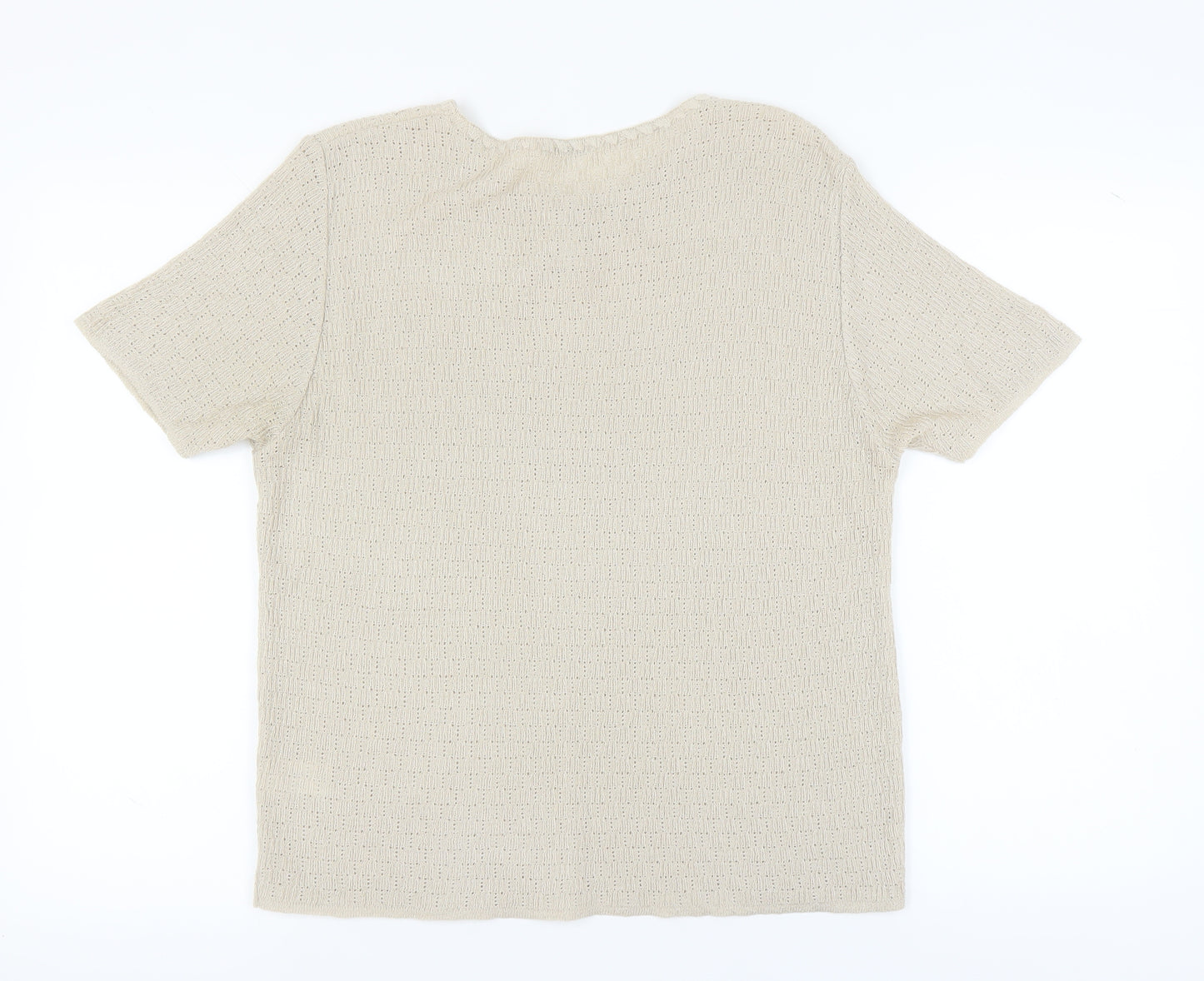 Berkertex Women’s Beige Knit Top, Size 14-16, Button Accent