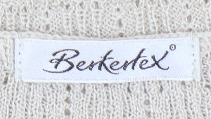 Berkertex Women’s Beige Knit Top, Size 14-16, Button Accent