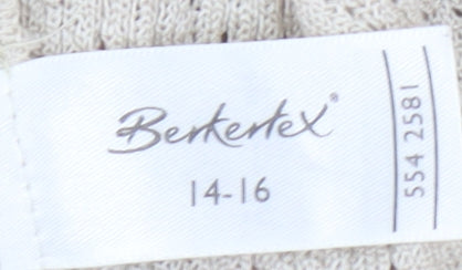 Berkertex Women’s Beige Knit Top, Size 14-16, Button Accent