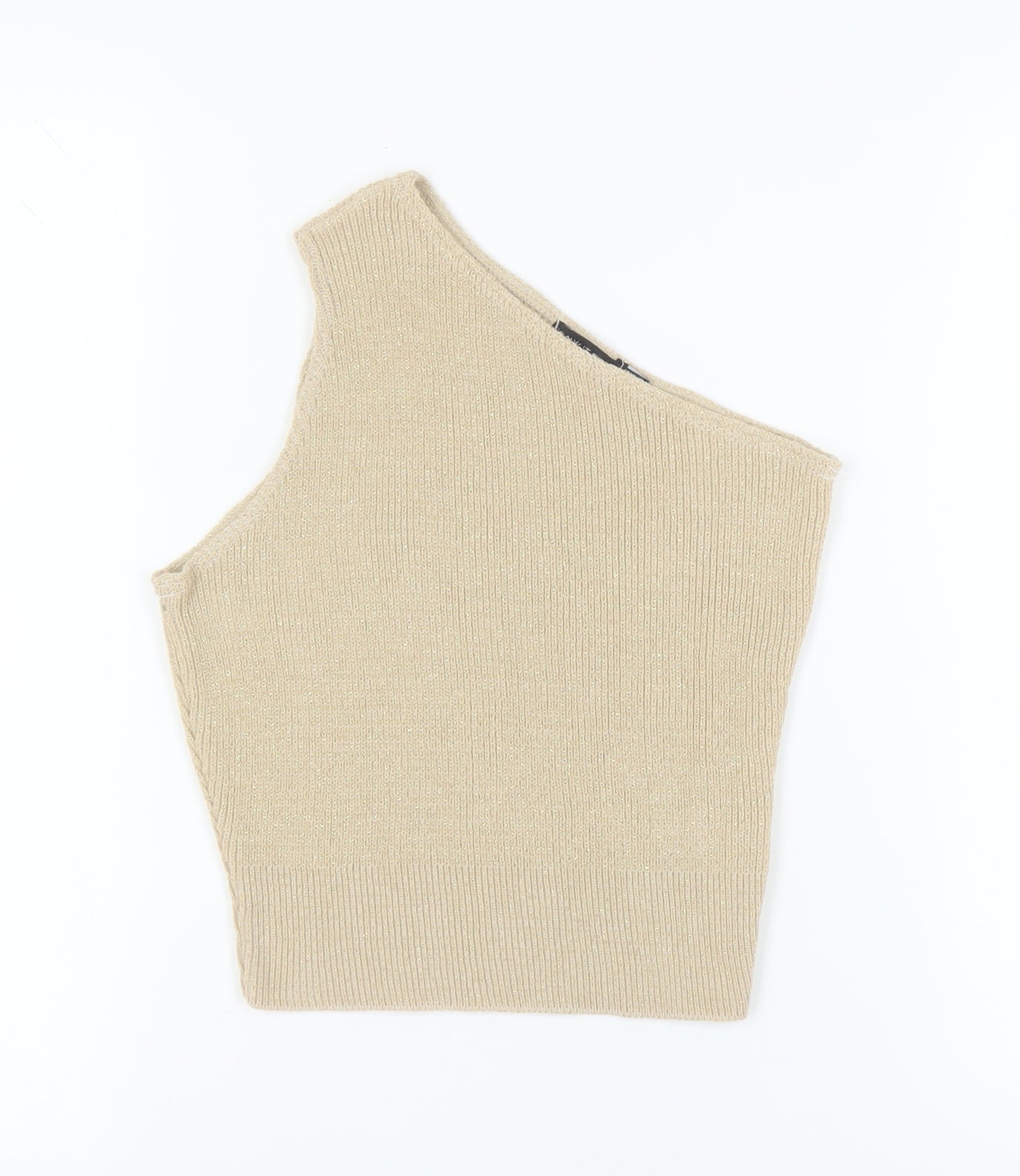 I Saw It First Women's Beige One Shoulder Knit Top, Size 8