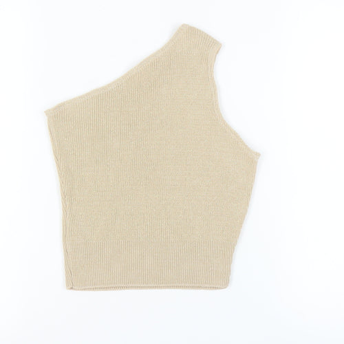 I Saw It First Women's Beige One Shoulder Knit Top, Size 8