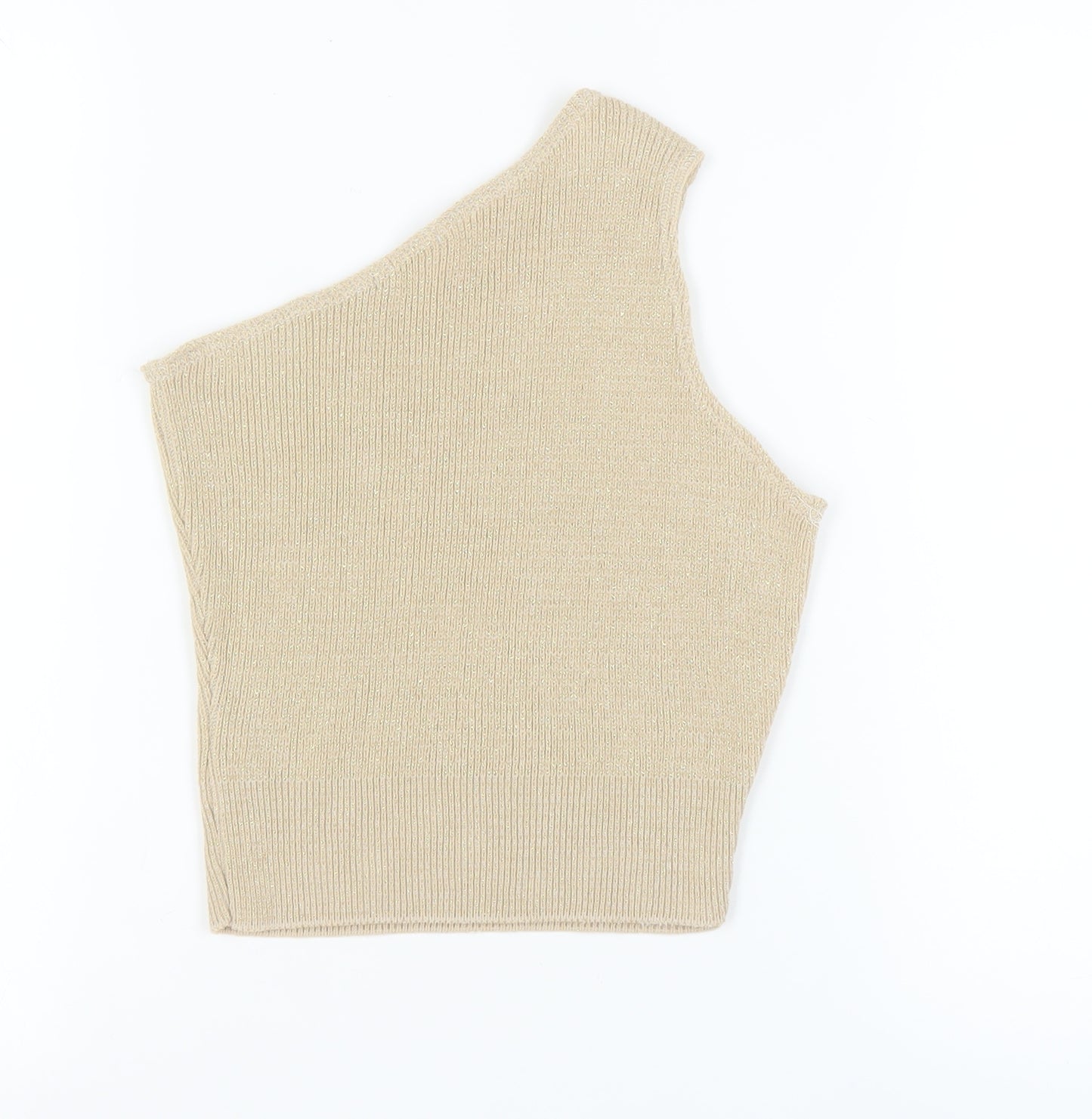 I Saw It First Women's Beige One Shoulder Knit Top, Size 8