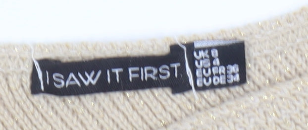 I Saw It First Women's Beige One Shoulder Knit Top, Size 8