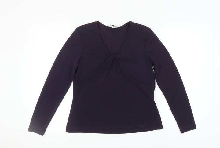 Bianca Women's Black Long Sleeve V-Neck Top Size 12