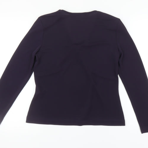 Bianca Women's Black Long Sleeve V-Neck Top Size 12