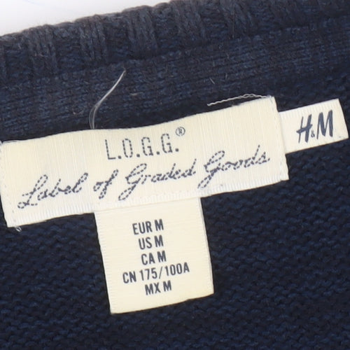 H&M Men's Blue Pullover Jumper M - Casual Style