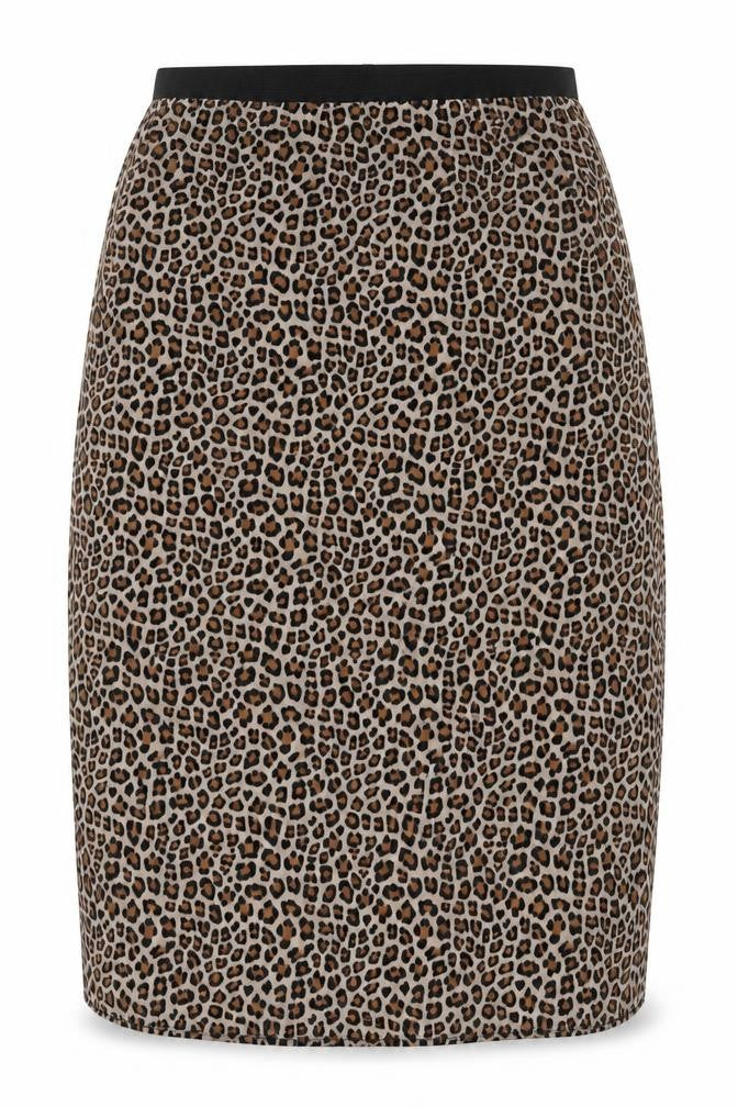 Front view of Stylish Women's Multicoloured Animal Print Midi Skirt