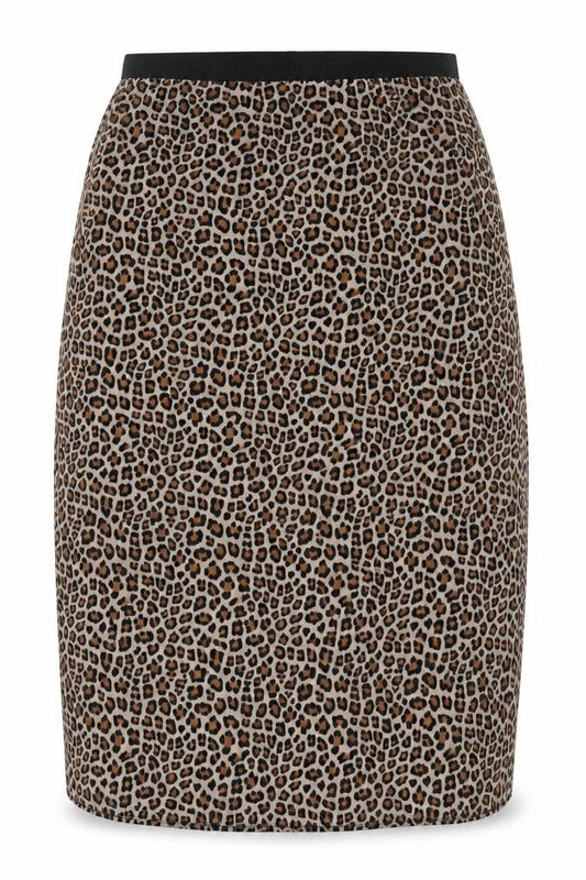 Front view of Stylish Women's Multicoloured Animal Print Midi Skirt