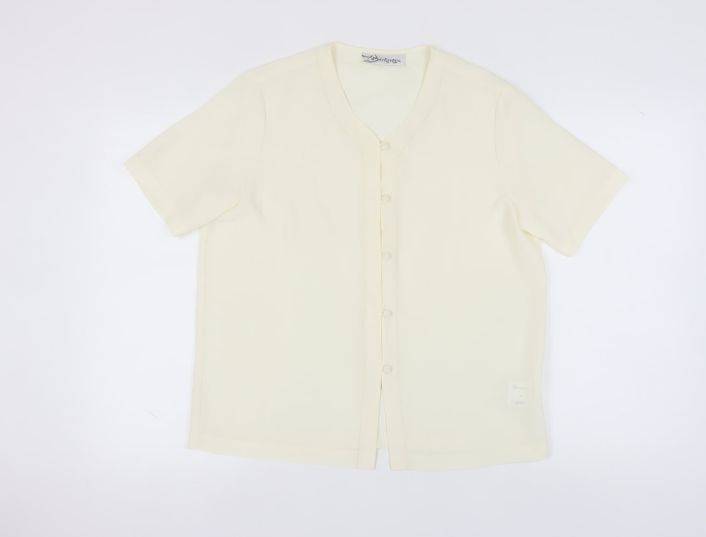 Berkertex Women's Ivory Button-Up Shirt, Size 14
