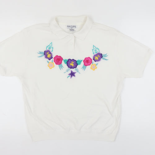 Kate Collins Women's White Polo - Size L - Petites