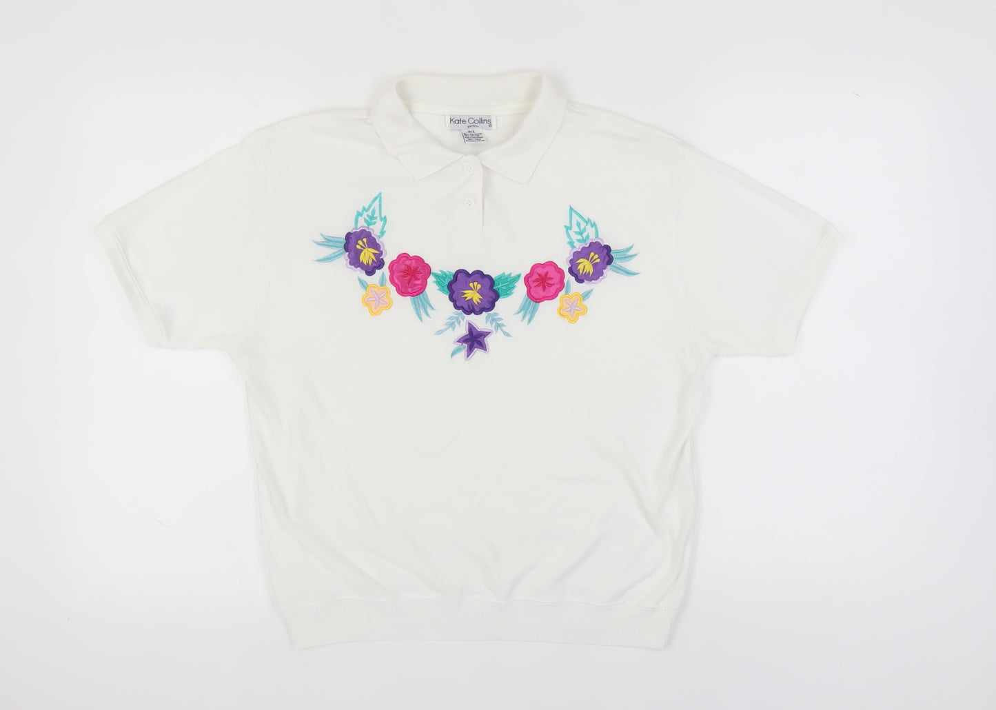 Kate Collins Women's White Polo - Size L - Petites