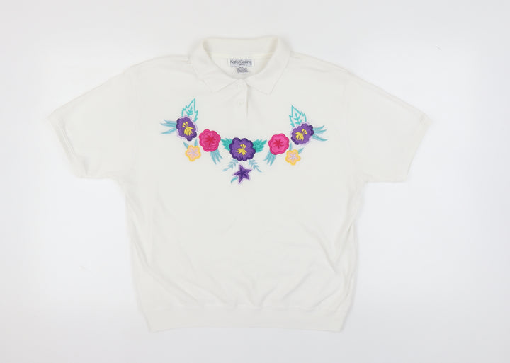 Kate Collins Women's White Polo - Size L - Petites