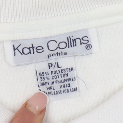 Kate Collins Women's White Polo - Size L - Petites