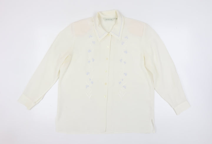 Holmewood Women's Ivory Embroidered Button-Up Shirt