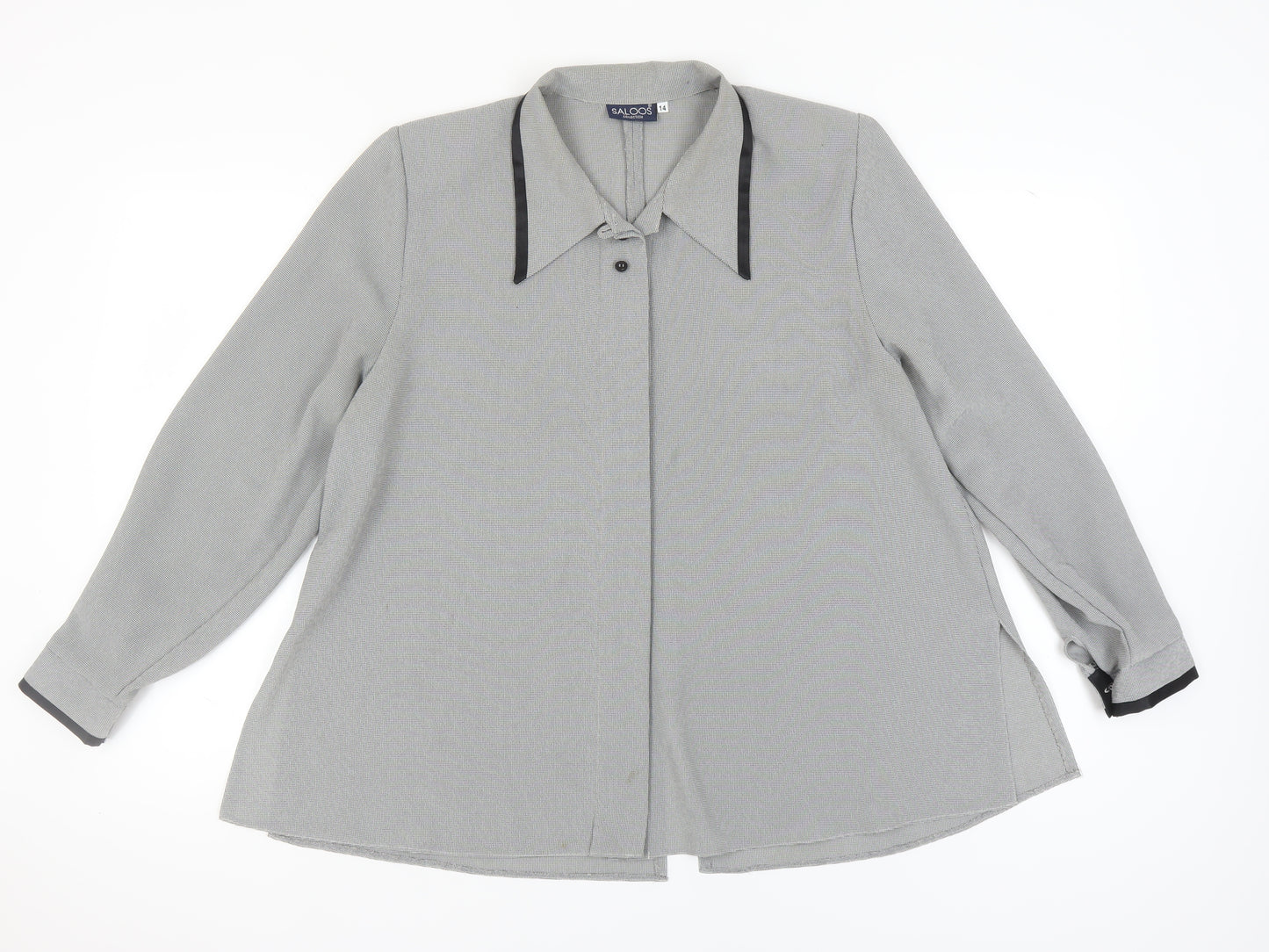 Saloos Women's Grey Check Blouse Size 14