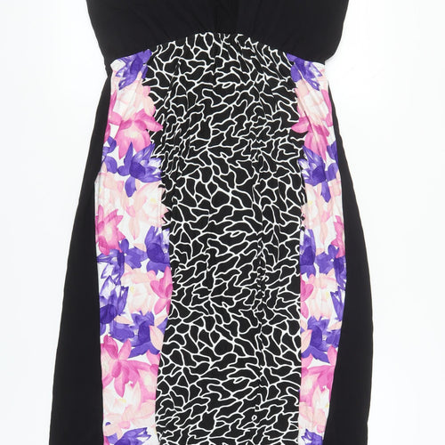 Little Mistress Women's Black Floral Halter Dress Size 14
