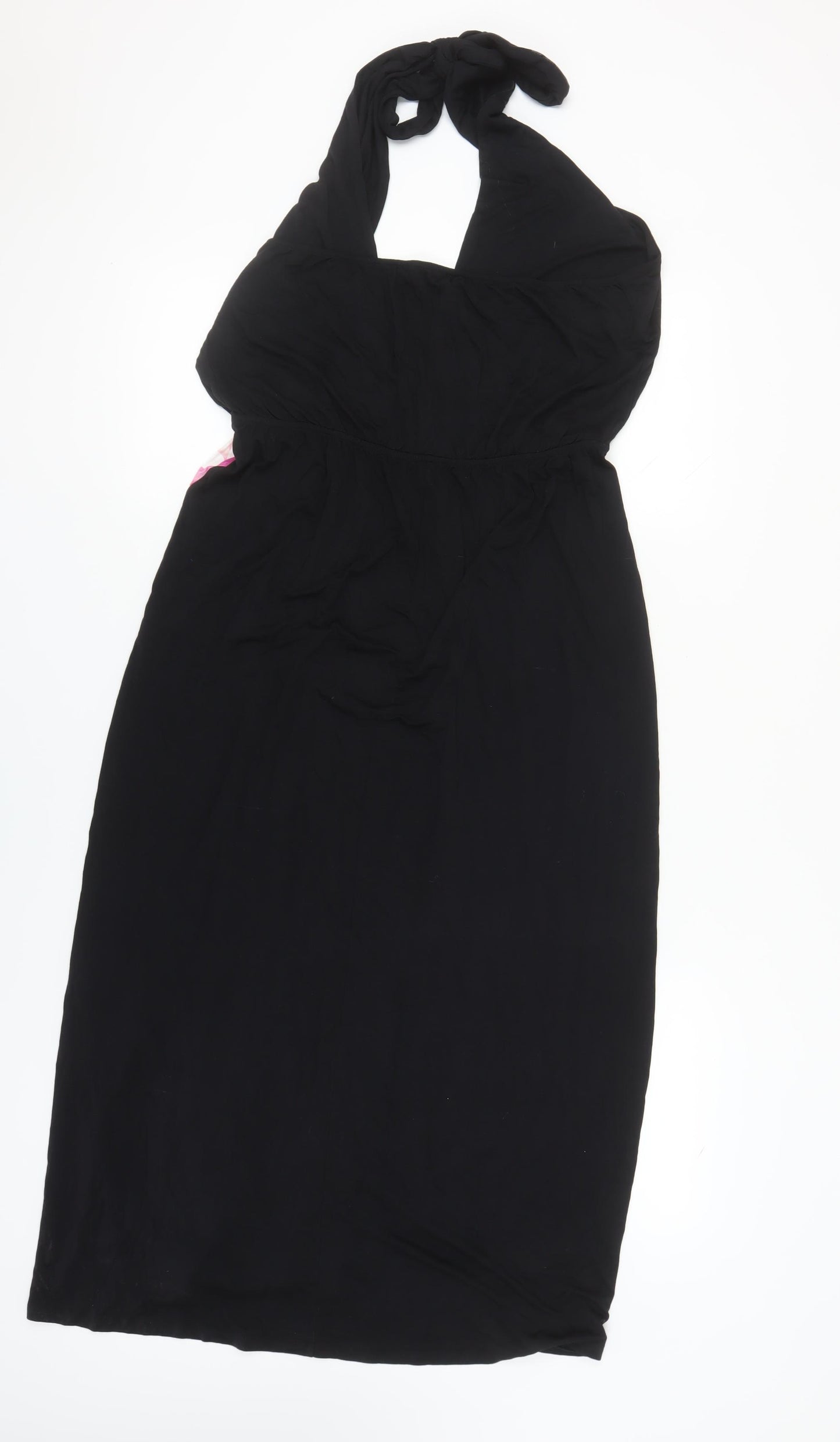 Little Mistress Women's Black Floral Halter Dress Size 14