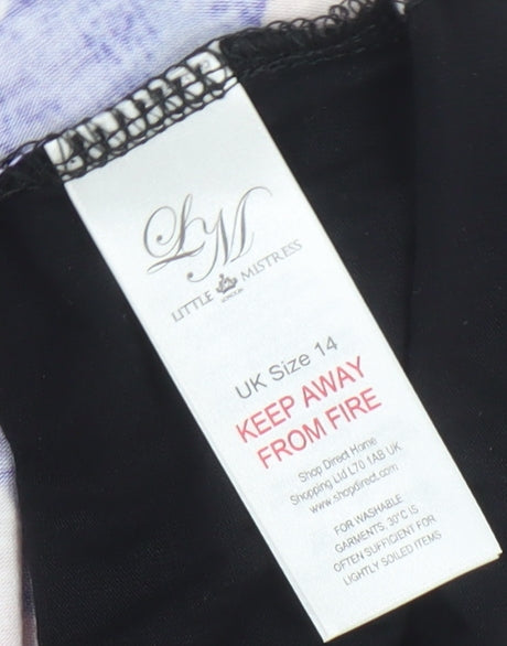 Little Mistress Women's Black Floral Halter Dress Size 14