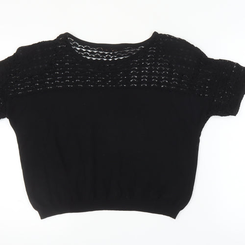 Next Women's Black Short Sleeve Cotton Top Size 18