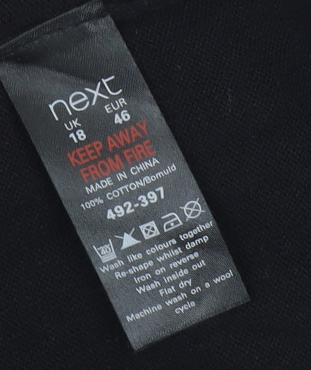 Next Women's Black Short Sleeve Cotton Top Size 18