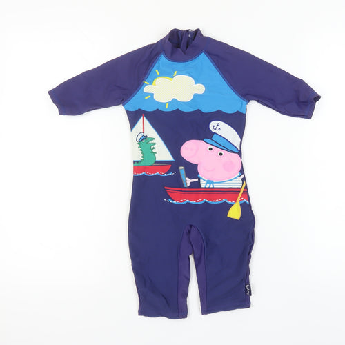 Mothercare Girls Peppa Pig Nautical Jumpsuit 3-4Y Blue Cartoon Short Sleeve
