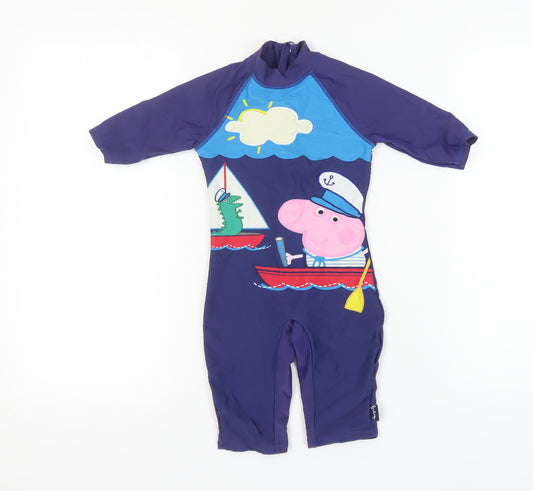 Mothercare Girls Peppa Pig Nautical Jumpsuit 3-4Y Blue Cartoon Short Sleeve