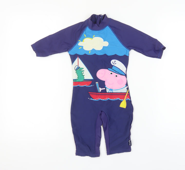 Mothercare Girls Peppa Pig Nautical Jumpsuit 3-4Y Blue Cartoon Short Sleeve