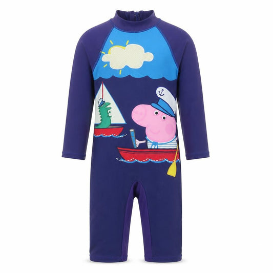 Mothercare Girls Peppa Pig Nautical Jumpsuit 3-4Y Blue Cartoon Short Sleeve