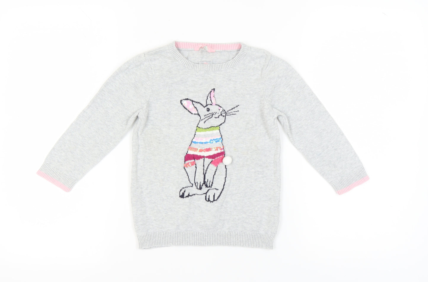 Joules Girls Grey Animal Print Cotton Pullover Jumper 6-7 Yrs