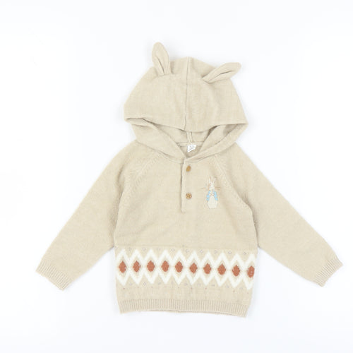 Marks & Spencer Baby Beige Peter Rabbit Henley Jumper, 9-12 Months