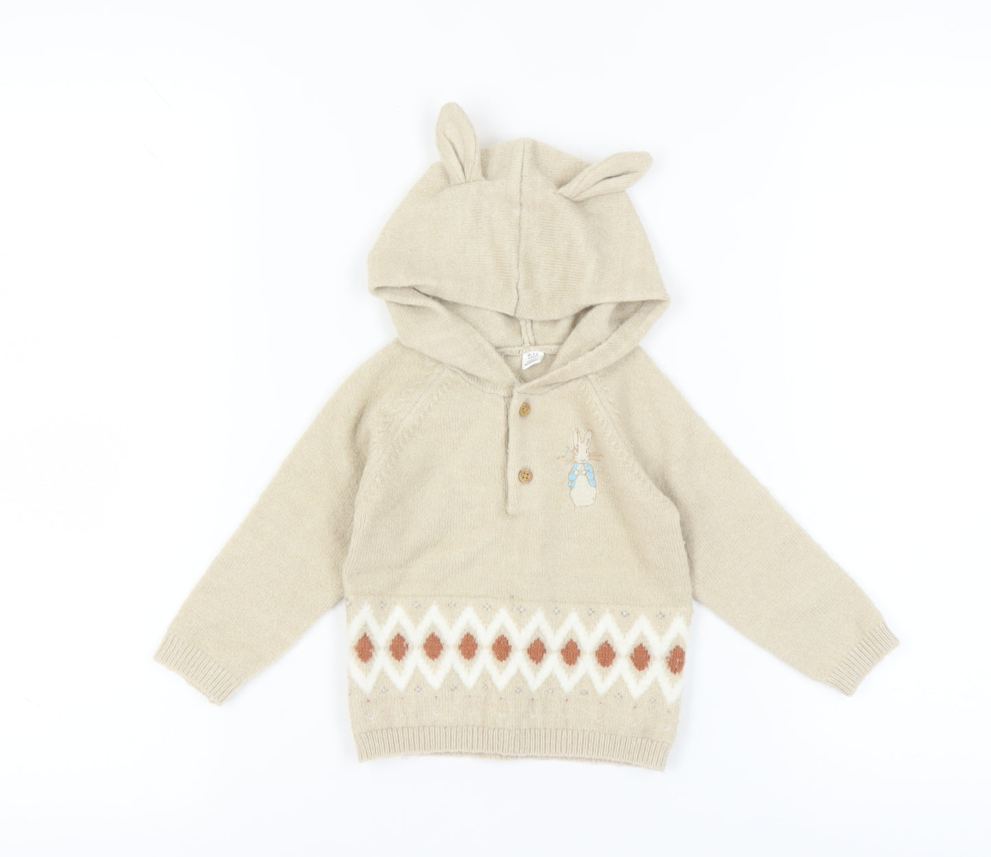 Marks & Spencer Baby Beige Peter Rabbit Henley Jumper, 9-12 Months