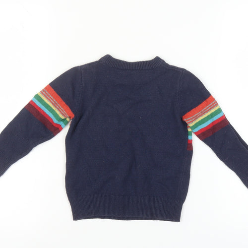 GAP Boys Blue Pullover Jumper, Size 4 Years, Rainbow Graphic