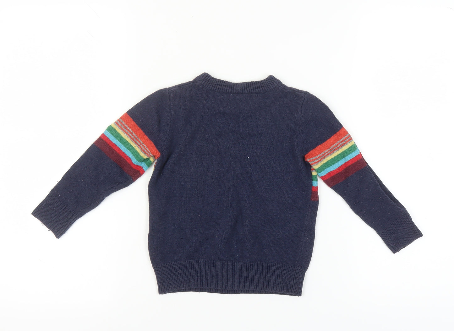 GAP Boys Blue Pullover Jumper, Size 4 Years, Rainbow Graphic