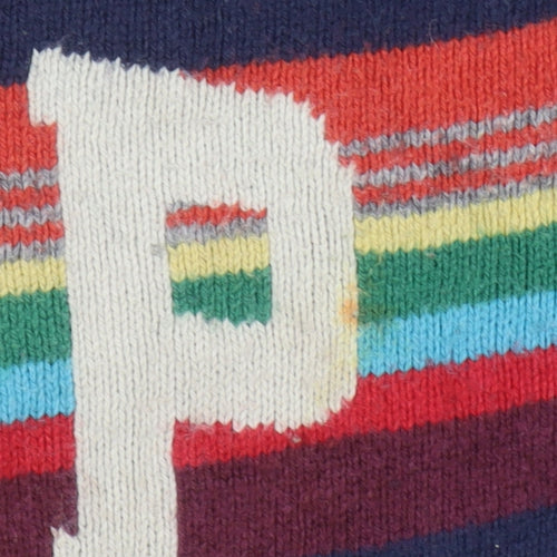 GAP Boys Blue Pullover Jumper, Size 4 Years, Rainbow Graphic