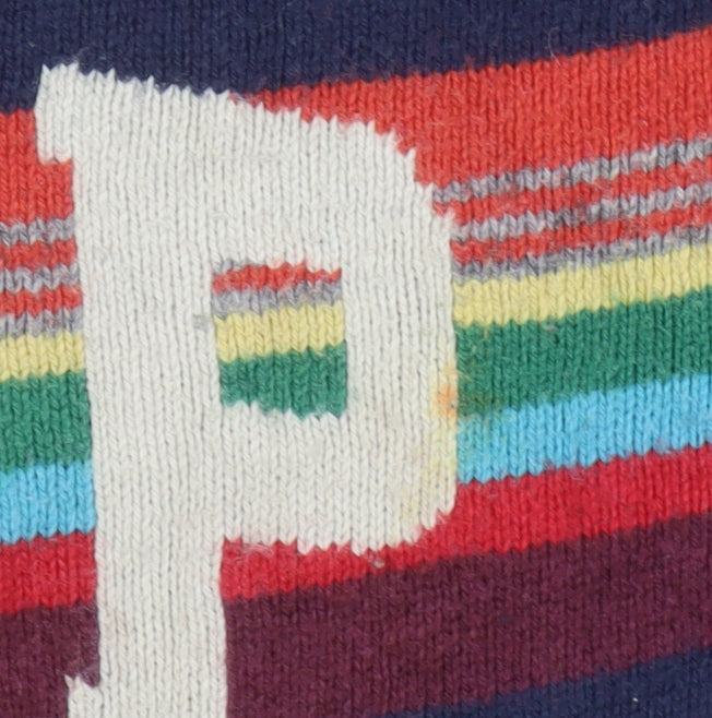 GAP Boys Blue Pullover Jumper, Size 4 Years, Rainbow Graphic