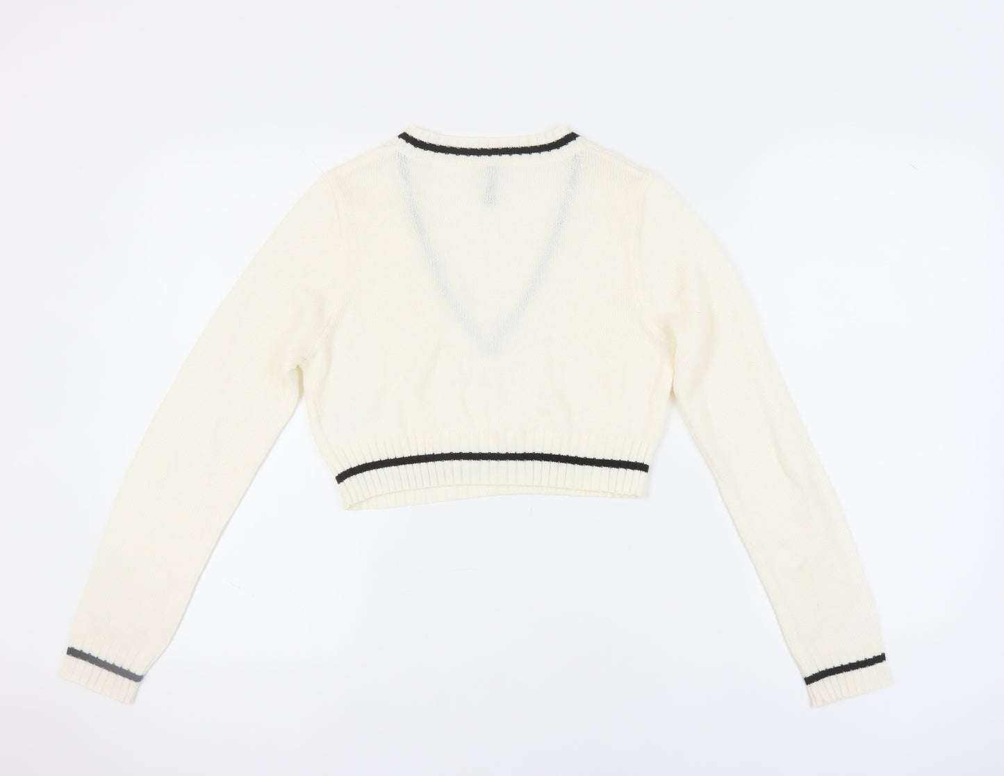 H&M Women’s White V-Neck Pullover Jumper, Size 12