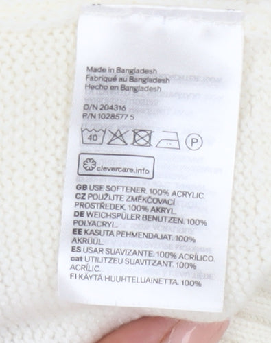 H&M Women’s White V-Neck Pullover Jumper, Size 12