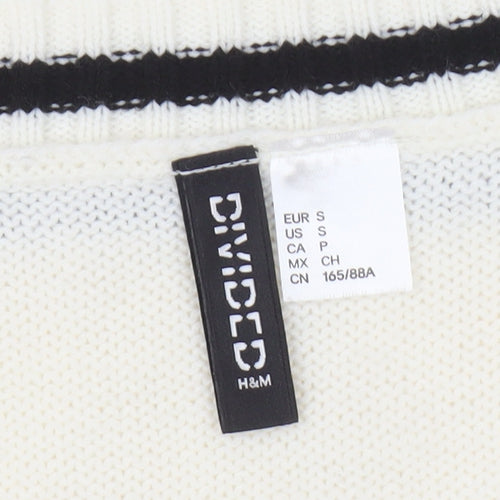 H&M Women’s White V-Neck Pullover Jumper, Size 12