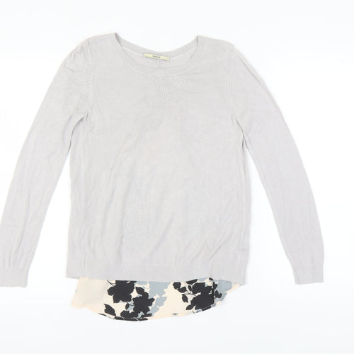 Oasis Women's Grey Floral Long Sleeve Basic Top