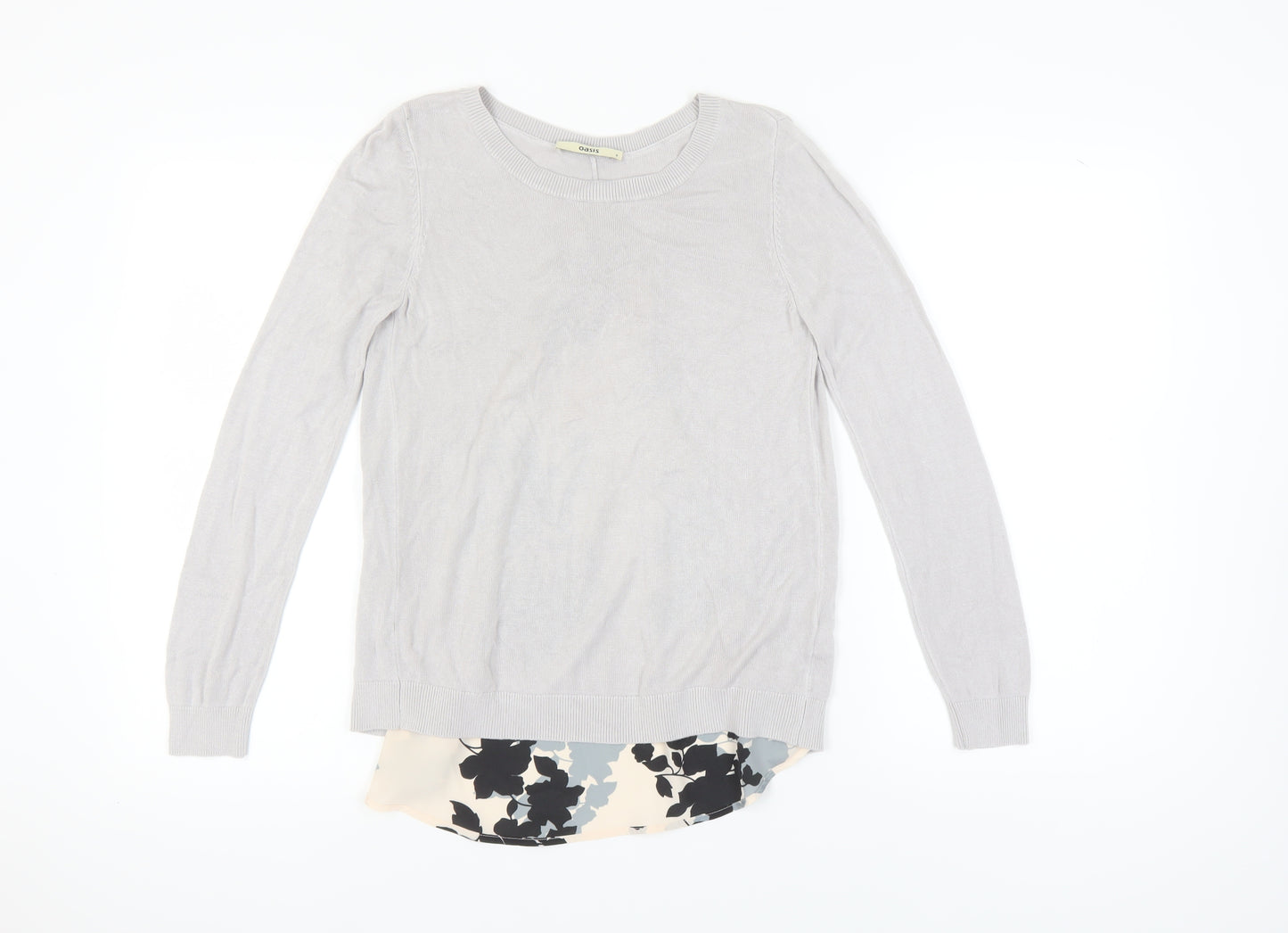 Oasis Women's Grey Floral Long Sleeve Basic Top