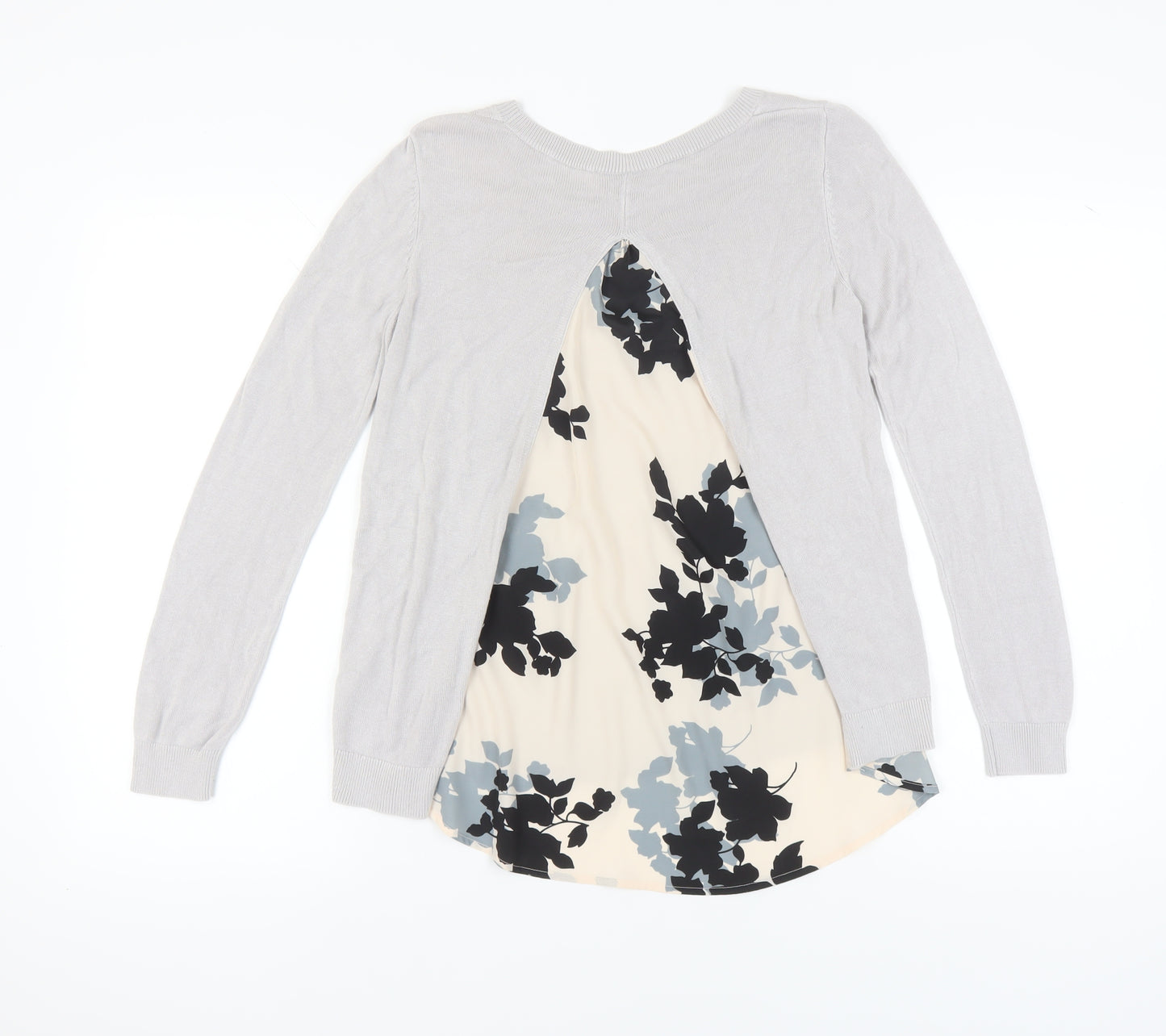 Oasis Women's Grey Floral Long Sleeve Basic Top